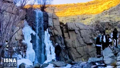ویدیو/ آبشار یخی گنجنامه همدان