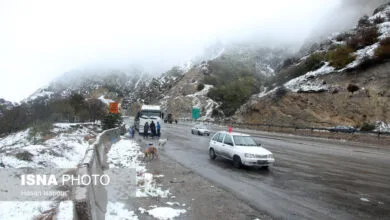 بارش برف و باران در جادههای ۱۱ استان کشور