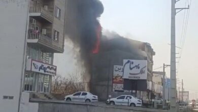 آتش سوزی ساختمان در حاشیه جاده نوشهر - رویان