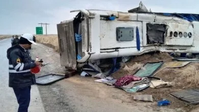 اعلام علت واژگونی اتوبوس مسافربری در کرمان